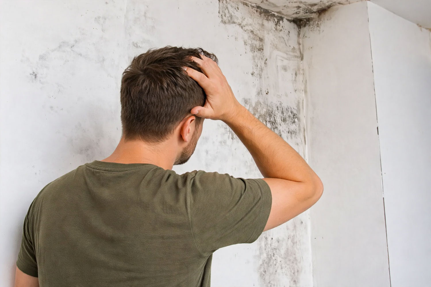 Schimmelvorming en zichtbare vochtplekken op binnenmuur